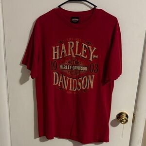 Harley-Davidson Red Tee with Gold Graphic Large